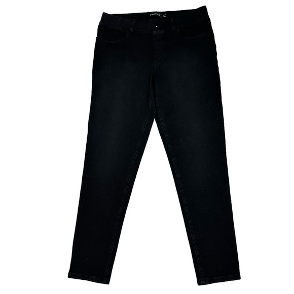 BETABRAND Black denim jeans Pull on Skinny leg 4 pocket Stretchy Size Large - Picture 3 of 9
